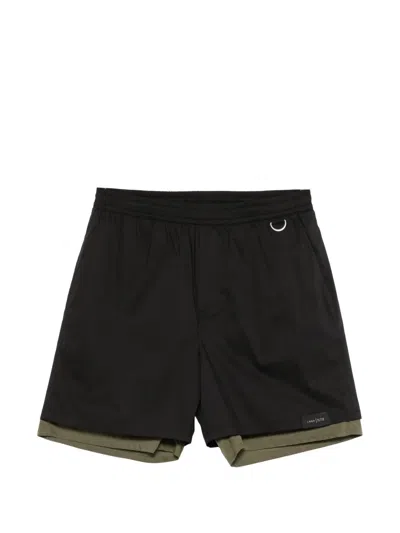 Low Brand Layered-design Shorts In Black