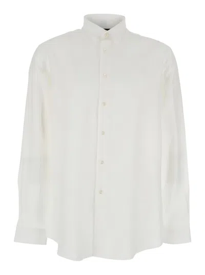 LOW BRAND WHITE SHIRT WITH CLASSIC COLLAR IN TECH FABRIC MAN
