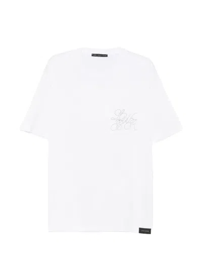 Low Brand Logo-embroidered T-shirt In White