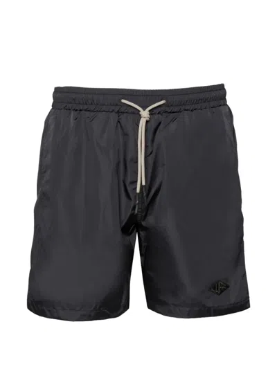 Low Brand Logo-patch Drawstring Swim Shorts In Black