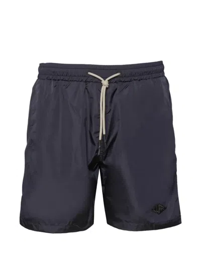 Low Brand Logo-patch Drawstring Swim Shorts In Blue