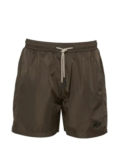 Low Brand Logo-patch Drawstring Swim Shorts In Brown