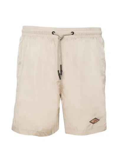 Low Brand Logo-patch Drawstring Swim Shorts In Neutral