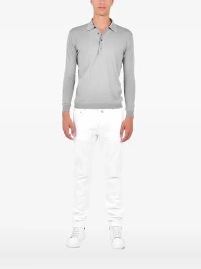 Low Brand Long-sleeve Polo Shirt In Gray