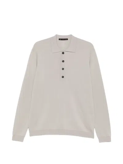 Low Brand Long-sleeve Polo Shirt In Neutral