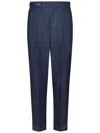 Low Brand Loose-fit Blue Trousers With Double Pleat Design