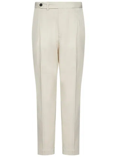 Low Brand Loose-fit White Trousers With Double Pleats And Tailored Finish In Gray