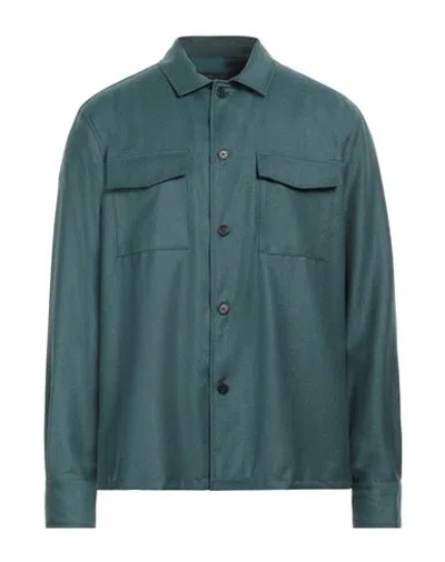 Low Brand Man Shirt Deep Jade Size 5 Virgin Wool In Green