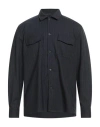 Low Brand Man Shirt Midnight Blue Size 5 Virgin Wool In Black
