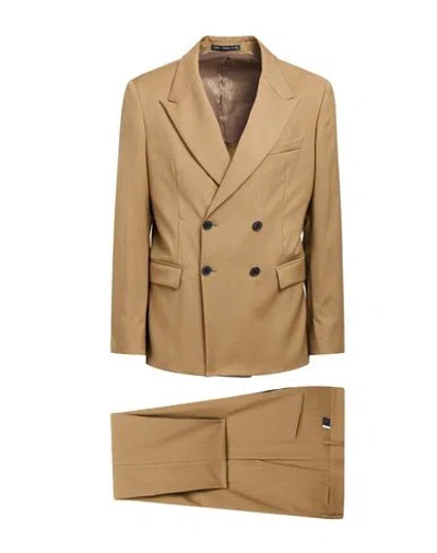 Low Brand Man Suit Khaki Size 3 Virgin Wool In Beige