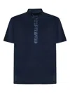 Low Brand Mandarin-collar Button-placket T-shirt In Blue