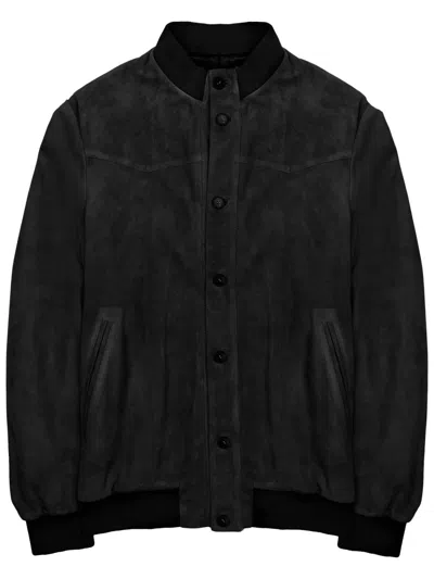 Low Brand Men's Leather Sports Jacket In Black