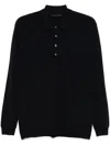 Low Brand Black Sweater With Polo Shirt Style Collar And Long Sleeves In Wool Man In Blue
