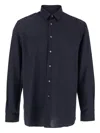 Low Brand Blue Shirt With Classic Collar And Button Closure In Fabric Man In Blue