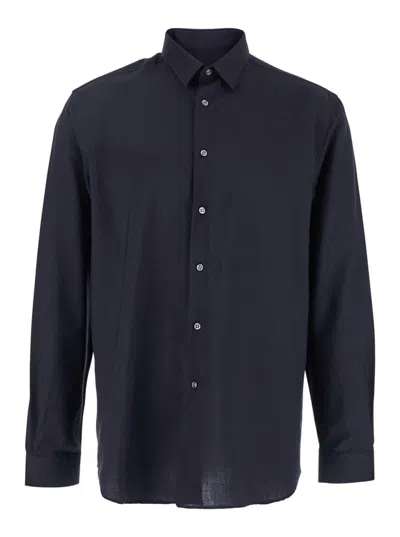 LOW BRAND MEN NAVY BLUE SOLID SHIRT