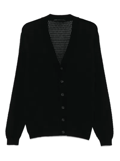 Low Brand Open-knit Cardigan In Black