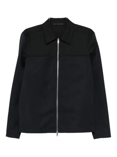Low Brand Panelled Zip-up Shirt In Black