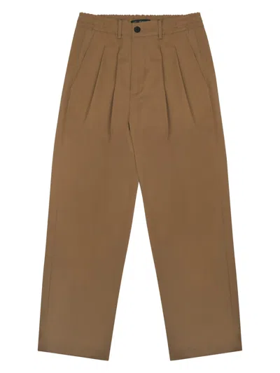 Low Brand Relaxed Fit Cropped Wool Blend Trousers In Brown
