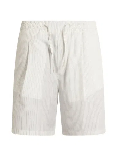 Low Brand Pinstripe-pattern Drawstring Shorts In White