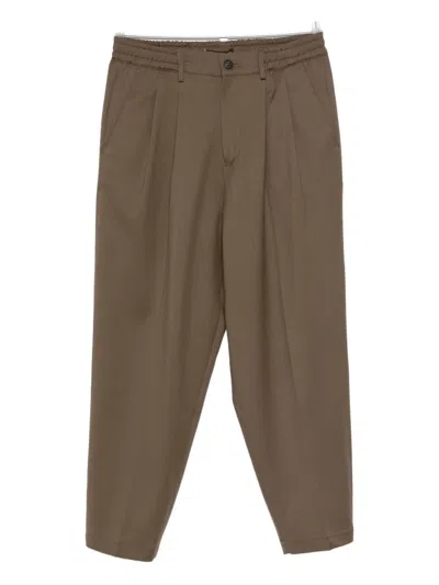 Low Brand Pleated Drawstring Trousers In Brown