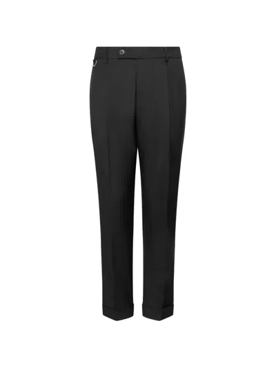 Low Brand Pleated Turn-up Trousers In Black