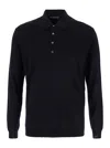 Low Brand Black Sweater With Polo Shirt Style Collar And Long Sleeves In Wool Man In Blue