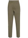 Low Brand Poplin Pleated Tapered Trousers In Green