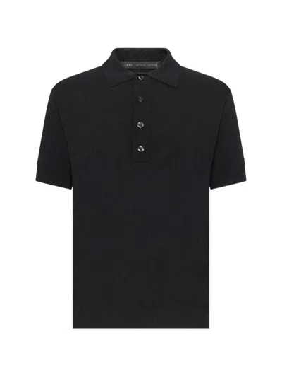 Low Brand Ribbed-trim Knitted Polo Shirt In Black