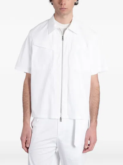 Low Brand S162 Zip-up Short-sleeve Shirt In White