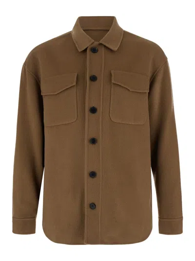 Low Brand Shirt Double Wool In Brown