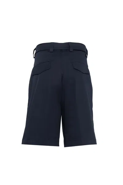 Low Brand Stretch Cotton Shorts In Blue