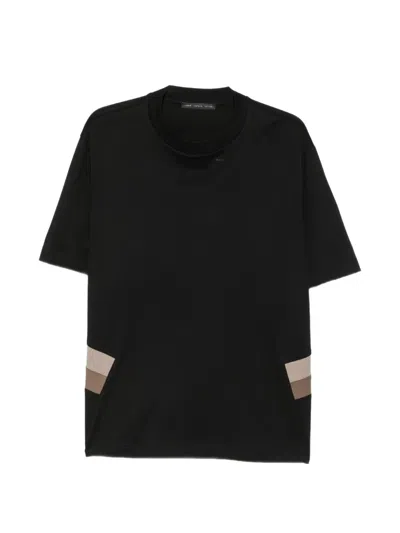 Low Brand Striped-insert T-shirt In Black