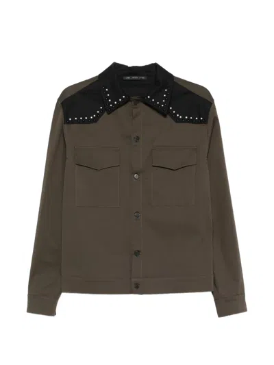 Low Brand Studded Collar Jacket In Brown