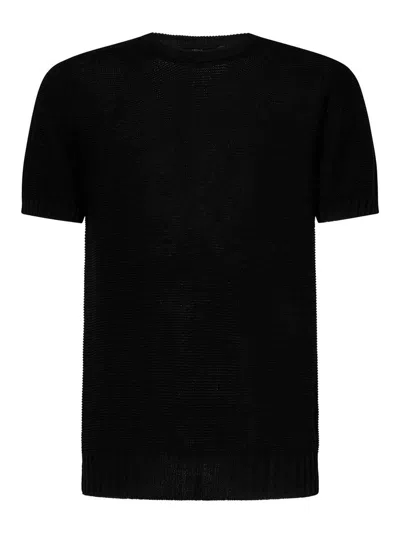 Low Brand Oversized  Knit Short-sleeved Jumper In Black