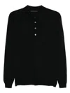 Low Brand Black Sweater With Polo Shirt Style Collar And Long Sleeves In Wool Man In Black