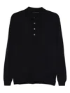Low Brand Black Sweater With Polo Shirt Style Collar And Long Sleeves In Wool Man In Blue