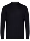 Low Brand Black Crew Neck Pullover In Virgin Wool Man In Blue