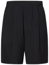 Low Brand Tailored Bermuda Shorts In Jet Black With One-pleat Design In Black