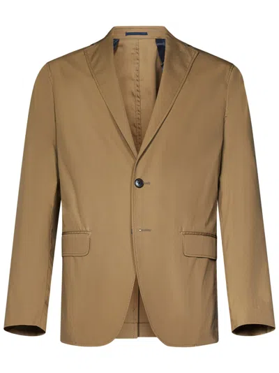 Low Brand Tailored Camel Jacket With Single-button Closure In Brown