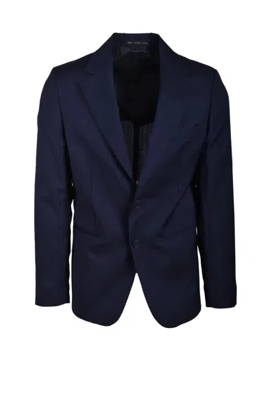 Low Brand Tailored Two-button Jacket In Smooth Wool Fabric In Blue