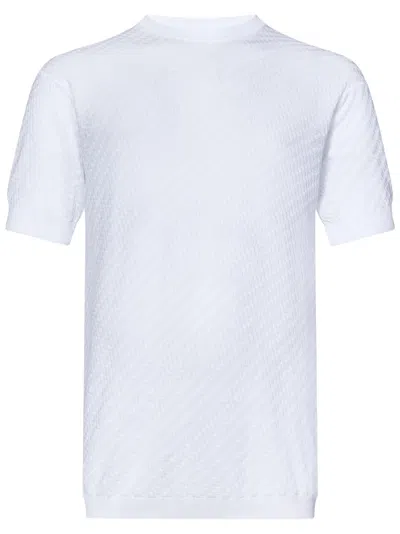 Low Brand Textured Jacquard Crepe Knit T-shirt In White