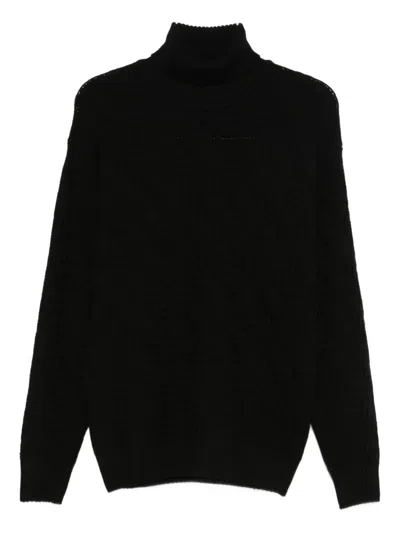Low Brand Textured Roll-neck Sweater In Black