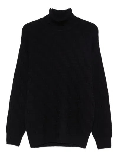 Low Brand Textured Roll-neck Sweater In Black