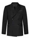 Low Brand Tropical Virgin Wool Double-breasted Blazer In Black