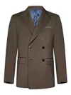Low Brand Tropical Virgin Wool Double-breasted Blazer In Brown