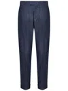 Low Brand Loose-fit Blue Trousers With Double Pleat Design In Blue
