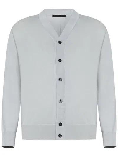 Low Brand V-neck Cardigan With Intricate Intarsia Detail In Grey