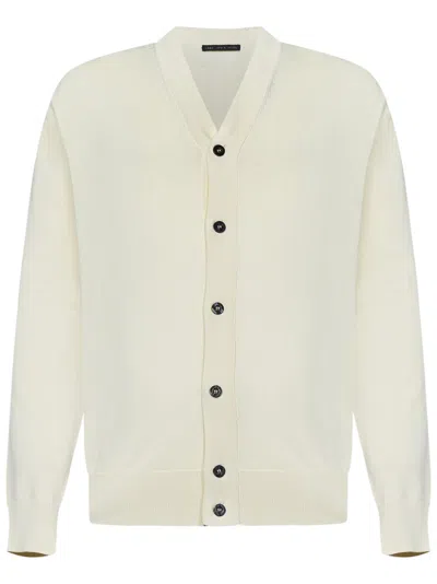 Low Brand V-neck Cardigan With Intricate Intarsia Detail In White