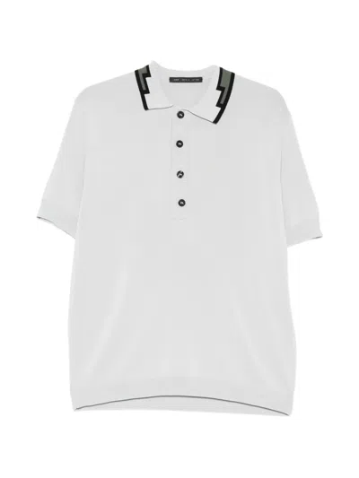Low Brand 지그재그 칼라 폴로 셔츠 In White