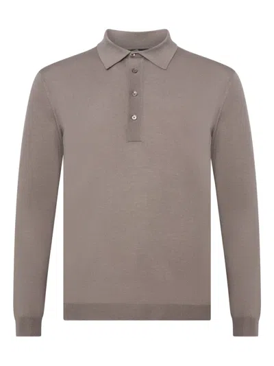 Low Brand Wool Polo Shirt In Gray